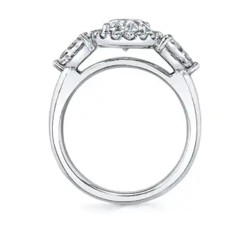 White Gold Three Stone Oval Engagement Ring - Lilliana