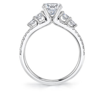 White Gold Round Cut 5 Stone Engagement Ring - Tamara
