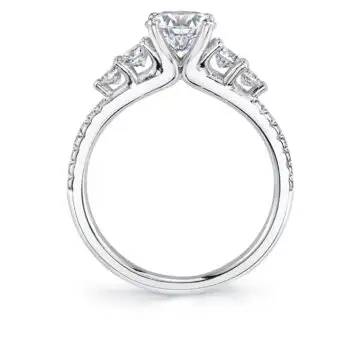 White Gold Round Cut 5 Stone Engagement Ring - Tamara