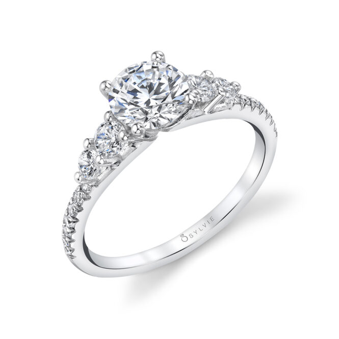 Round Cut Thin Diamond Wedding Ring - Tamara