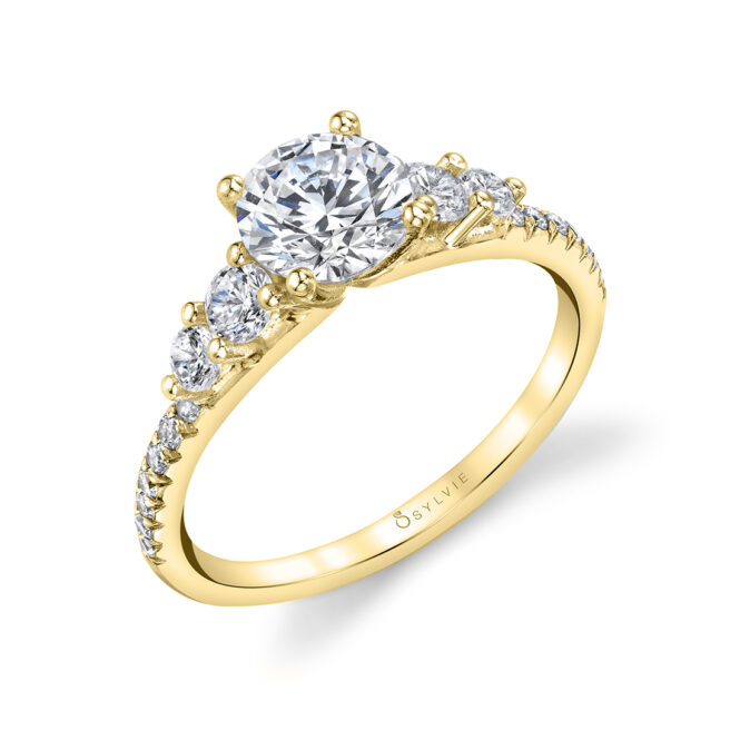 5 Stone Engagement Ring in yellow gold