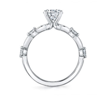 White Gold Antique Style Engagement Ring Setting - Florence