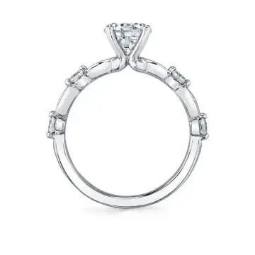 White Gold Antique Style Engagement Ring Setting - Florence