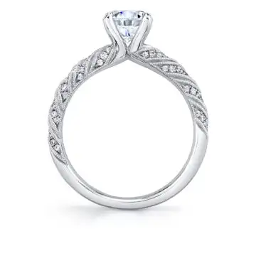 White Gold Round Cut Beautiful Unique Engagement Ring - Bella