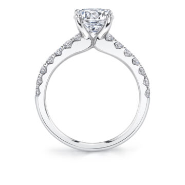 White Gold Round Cut Classic Engagement Ring - Aimee