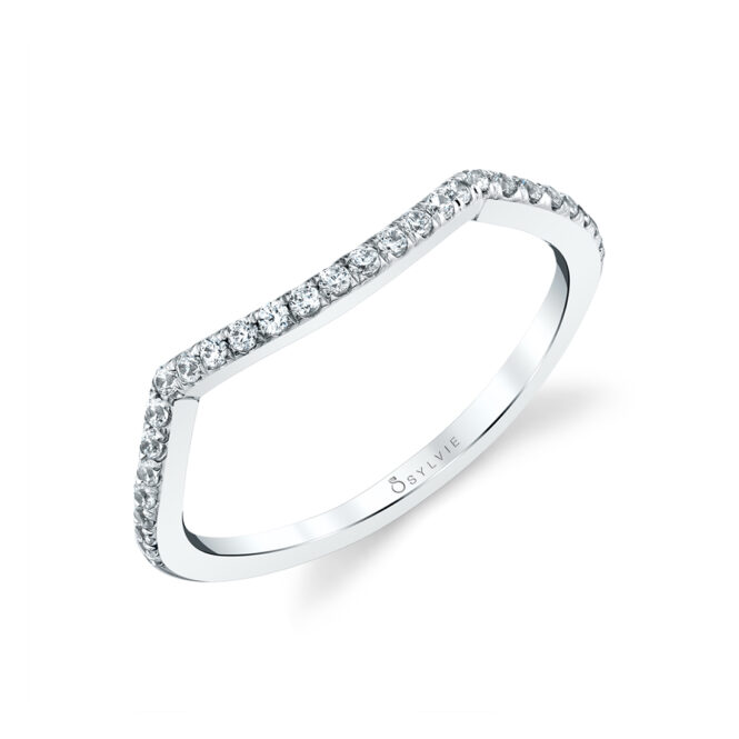 Contoured Wedding Band in White Gold