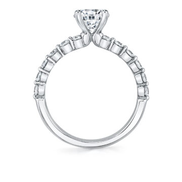 White Gold Round Cut Delicate Engagement Ring - Ivanna