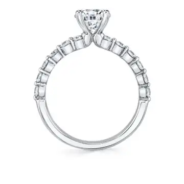 White Gold Round Cut Delicate Engagement Ring - Ivanna