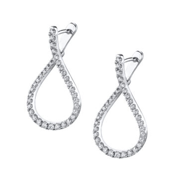 White Gold Unique Diamond Hoop Earrings - 1.00 Carat