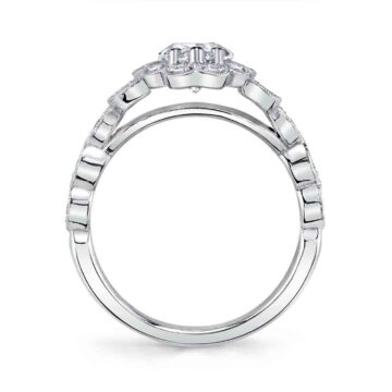White Gold Flower Engagement Ring - Jori