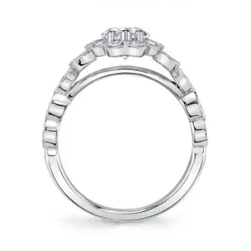 White Gold Flower Engagement Ring - Jori