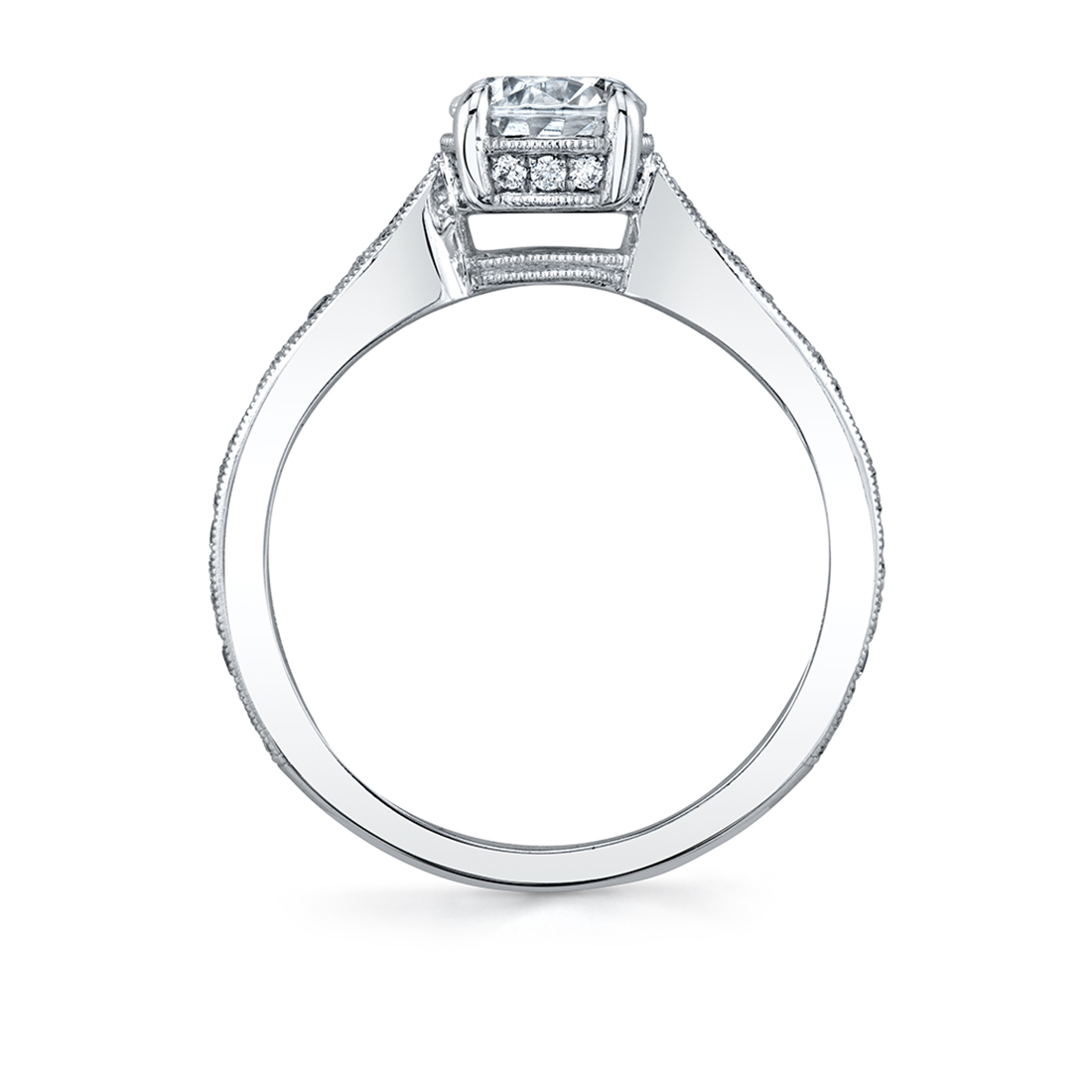 Side Profile of a Flower Engagement Ring - Olive