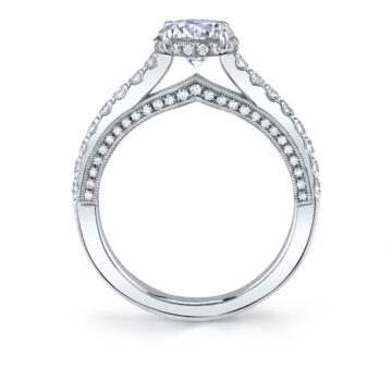 White Gold Round Cut Hidden Halo Engagement Ring - Marianna