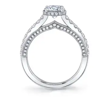 White Gold Round Cut Hidden Halo Engagement Ring - Marianna