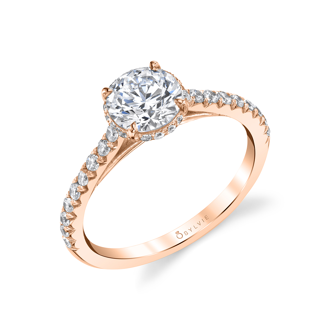 Hidden Halo Engagement Ring in Rose Gold - Harmonie