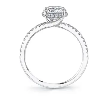 White Gold Round Cut Hidden Halo Engagement Ring With Split Shank - Halle