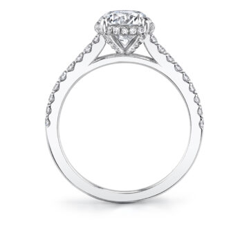 White Gold Round Cut Hidden Halo Engagement Ring - Vienna