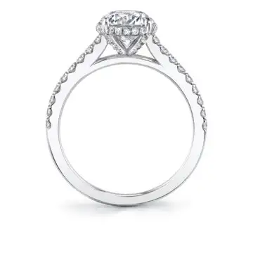 White Gold Round Cut Hidden Halo Engagement Ring - Vienna
