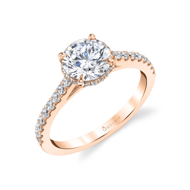 Rose Gold Hidden Halo Engagement Ring Vienna 