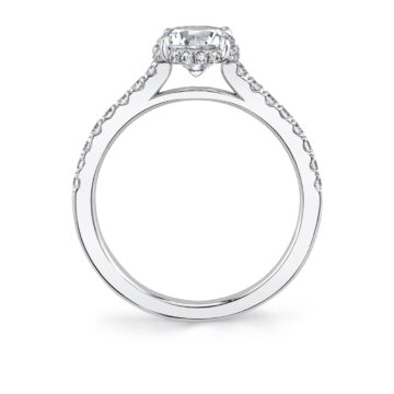 White Gold Round Cut Classic Hidden Halo Engagement Ring - Anastasia