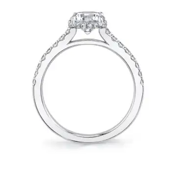 White Gold Oval Cut Classic Hidden Halo Engagement Ring - Anastasia