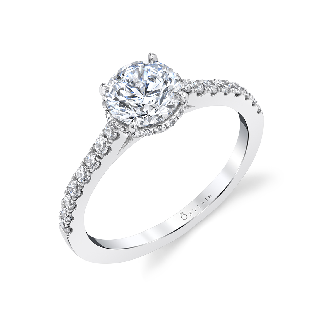 Round Cut Classic Hidden Halo Engagement Ring Anastasia Sylvie Jewelry