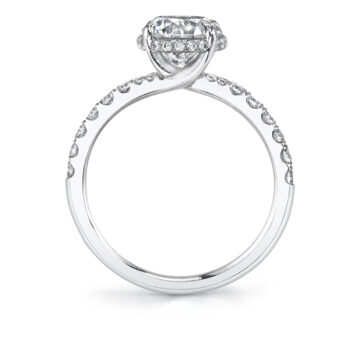 White Gold Round Cut Engagement Hidden Halo Ring - Xenia