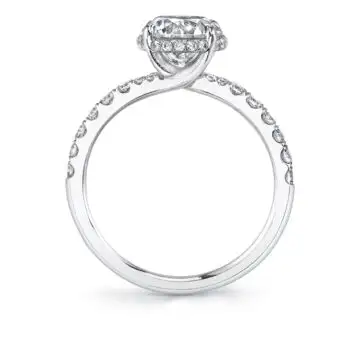 White Gold Round Cut Engagement Hidden Halo Ring - Xenia