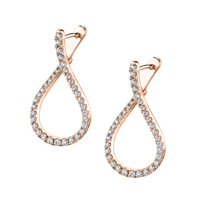 Unique Diamond Hoop Earrings - -0100 in Rose Gold