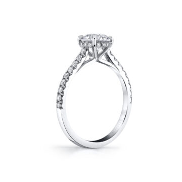 White Gold Round Cut Classic Hidden Halo Engagement Ring - Harmonie