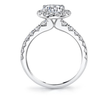 White Gold Round Cut Halo Engagement Ring - Sasha