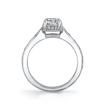 White Gold Antique Style Engagement Ring Setting - Vondelle