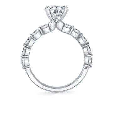 White Gold Round Cut Single Prong Engagement Ring 0.9 CT - Karol
