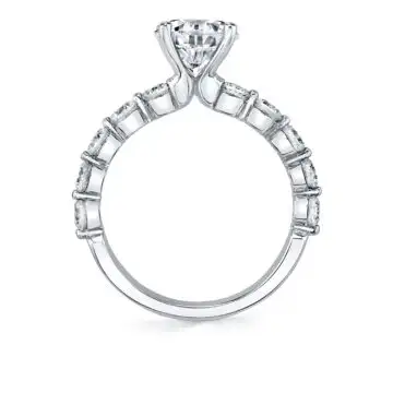 White Gold Round Cut Single Prong Engagement Ring 0.9 CT - Karol