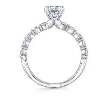 White Gold Round Cut Single Prong Engagement Ring 0.50 Ct. - Karol