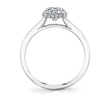 White Gold Solitaire Engagement Ring with Hidden Halo - Annika
