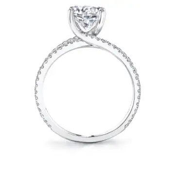 White Gold Round Cut Split Band Engagement Ring - Guiliana