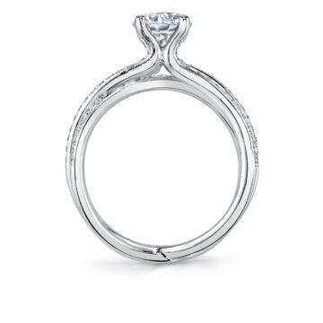 White Gold Round Cut Split Band Engagement Ring - Aleene