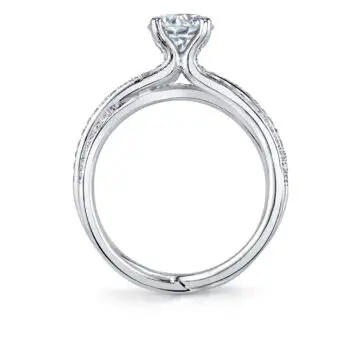 White Gold Round Cut Split Band Engagement Ring - Aleene