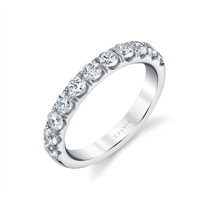 Thick Diamond Band in White Gold