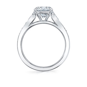 White Gold Round Cut Unique Engagement Ring - Esmeralda