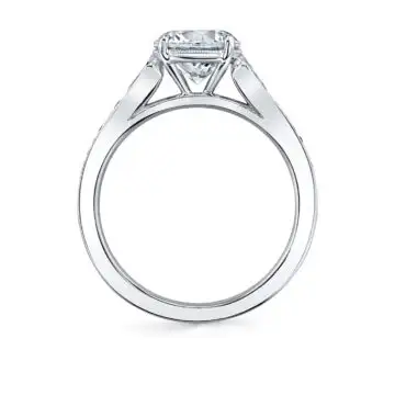 White Gold Round Cut Unique Engagement Ring - Esmeralda