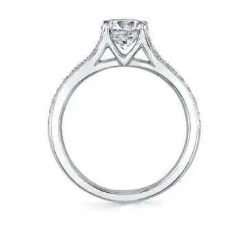 White Gold Round Cut Unique Engagement Ring - Cherish