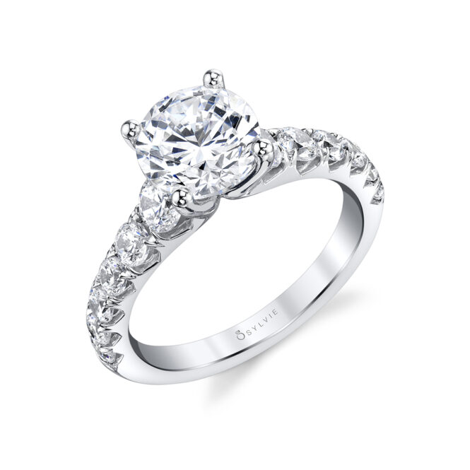 Profile Image of Wide Band Engagement Ring in White Gold - Andrea