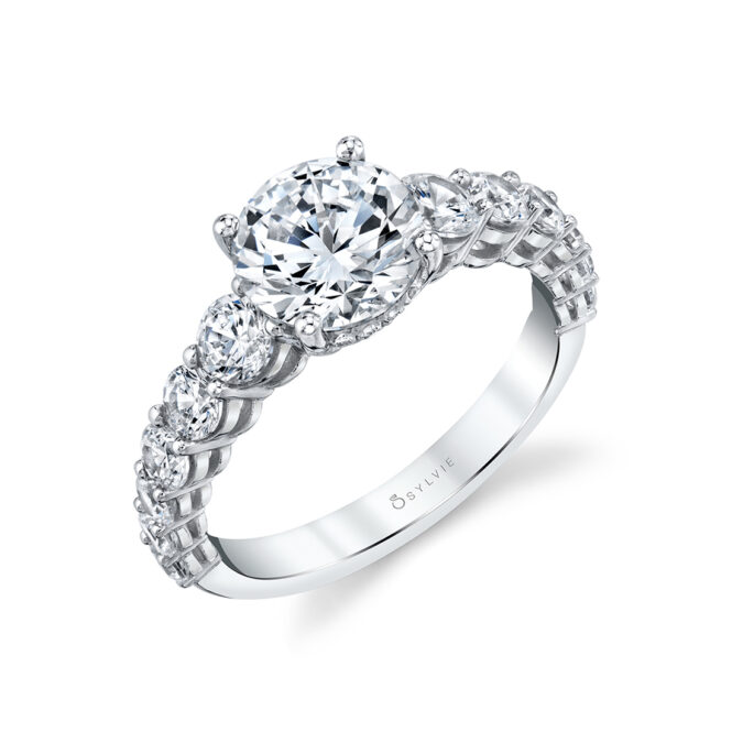 Side View of Engagement ring with extra wide band - Ingrid - Sylvie