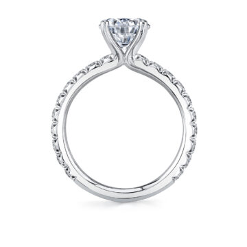 White Gold Round Cut Classic Wide Band Engagement Ring - Querida