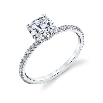White Gold Classic Pave Engagement Ring - Erseline