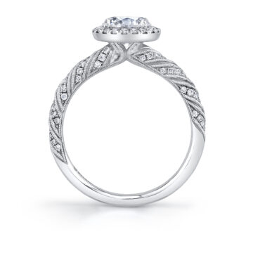 White Gold Round Cut Unique-Halo-Engagement Ring - Lucia