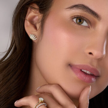 White Gold Diamond Cuff Earrings