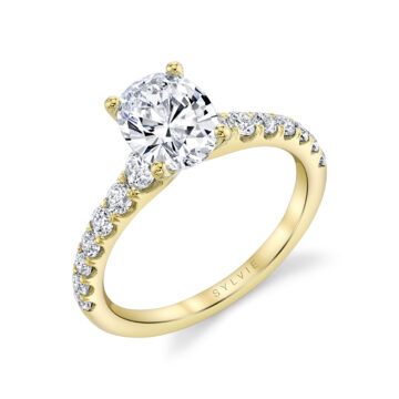 White Gold Oval Cut Classic Engagement Ring - Veronique